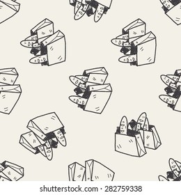 shopping bag doodle seamless pattern background
