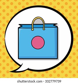 shopping bag doodle, speech bubble