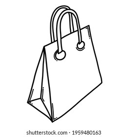 Shopping bag Doodle vector icon. Drawing sketch illustration hand drawn cartoon line.