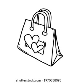 Shopping bag Doodle vector icon. Drawing sketch illustration hand drawn cartoon line.