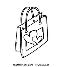 Shopping bag Doodle vector icon. Drawing sketch illustration hand drawn cartoon line.