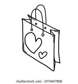 Shopping bag Doodle vector icon. Drawing sketch illustration hand drawn cartoon line.