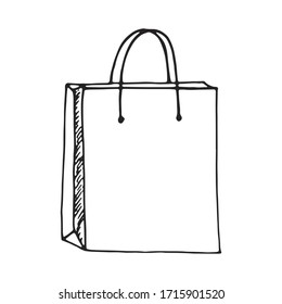 shopping bag drawing. isolated vector sketch