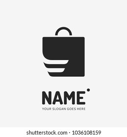 Shopping bag and dynamic lines. Vector logo design. Business concept icon.