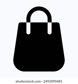 Shopping Bag, Eco Friendly Bag Vector Icon, Isolated Silhouette Vector Icon.