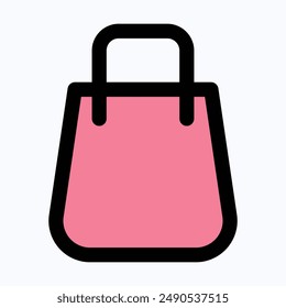 Shopping Bag, Eco Bag Vector Icon, Isolated Lineal Color Vector Icon.