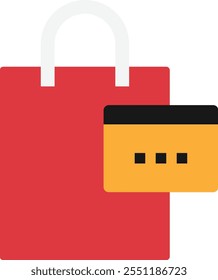 Bolsa de compras Icono de comercio electrónico Vector Ilustración plana