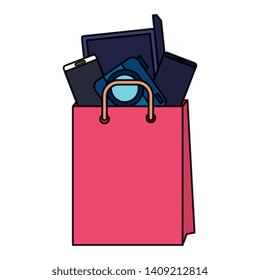 shopping bag with electronic devices