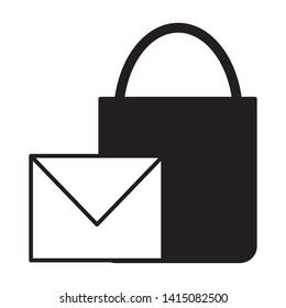 shopping bag email message on white background vector illustration