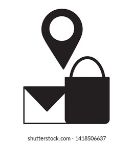 shopping bag email and navigation pin vector illustration