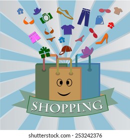 Shopping bag and fashion icon design, vector.