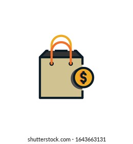 Shopping bag filled outline icons. Vector illustration. Editable stroke. Isolated icon suitable for web, infographics, interface and apps.