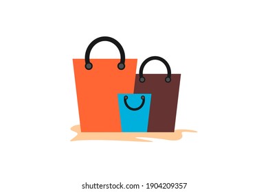 Shopping bag flat 3d isolated on White Background.