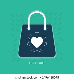 shopping bag flat design with green background