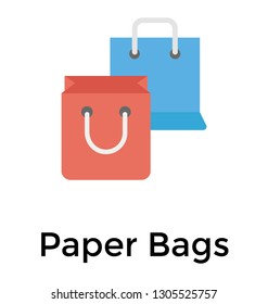Shopping bag flat icon design, paper bag 