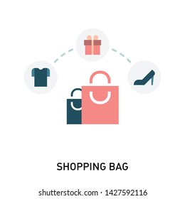 Shopping bag and flat icon. Design concept for online shopping, e-commerce, store.