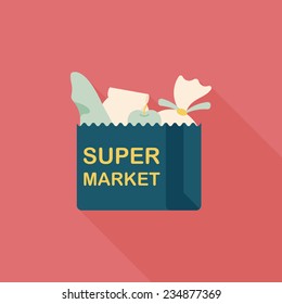 shopping bag flat icon with long shadow,eps10