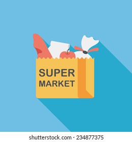 shopping bag flat icon with long shadow,eps10
