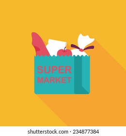 shopping bag flat icon with long shadow,eps10