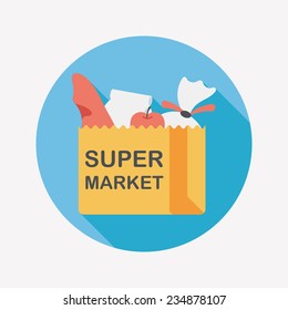 shopping bag flat icon with long shadow,eps10