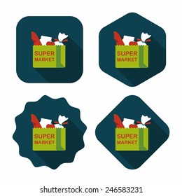 shopping bag flat icon with long shadow,eps10