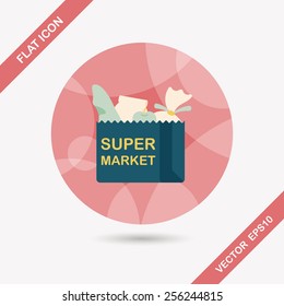 shopping bag flat icon with long shadow,eps10
