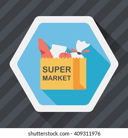 shopping bag flat icon with long shadow,eps10