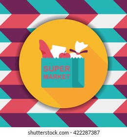 shopping bag flat icon with long shadow,eps10