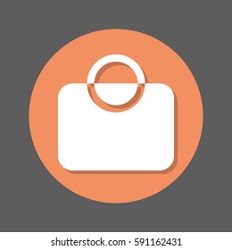 shopping bag flat icon. Round colorful button, circular vector sign with shadow effect. Flat style design