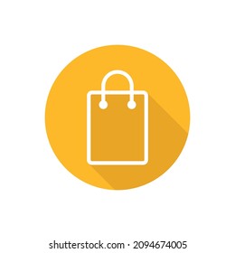 Icono plano de la bolsa de compras con sombra