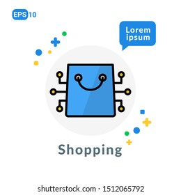 Shopping Bag Flat icon. Used For web, logo, mobile app, User Interface