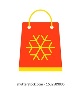 Shopping Bag Flat Icon Vector Illustration Isolated on White Background. Use for Xmas, Decoration, Greeting Card Etc.