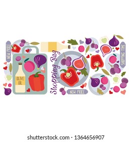 Shopping bag flat illustration