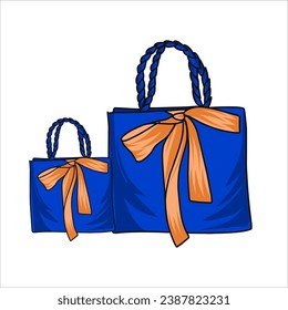 shopping bag flat illustration design. blue, orange, red, yellow bag packages isolated on white background. handbag. 3d shopping bag icon. vector bag. shopping design assets