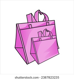 shopping bag flat illustration design. blue, orange, red, yellow bag packages isolated on white background. handbag. 3d shopping bag icon. vector bag. shopping design assets