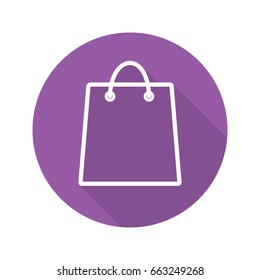 Shopping bag flat linear long shadow icon. Vector outline symbol