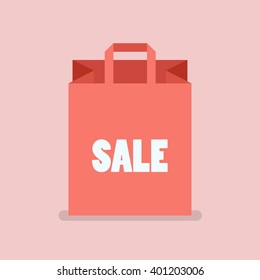 Shopping bag in flat style. Vector illustration