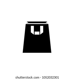 Shopping Bag. Flat Vector Icon. Simple black symbol on white background
