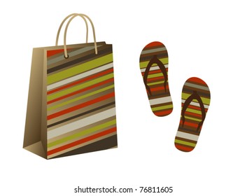 Shopping bag and flip flops