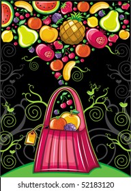 Shopping bag with fruit splash (fruit series)