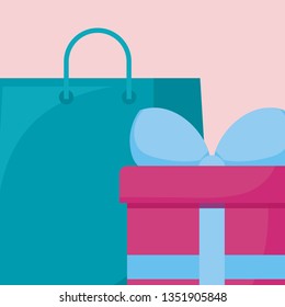 shopping bag with gift box