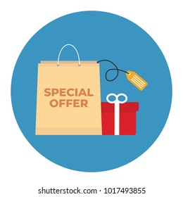 shopping bag and gift box vector