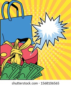 shopping bag and gift design, Commerce market store retail paying and buying theme Vector illustration