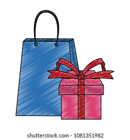 Shopping bag and giftbox scribble