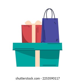 shopping bag and gifts icon isolated