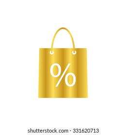 shopping bag -  gold vector icon