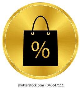 shopping bag - gold vector icon