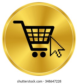 shopping bag - gold vector icon