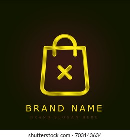 Shopping bag golden metallic logo