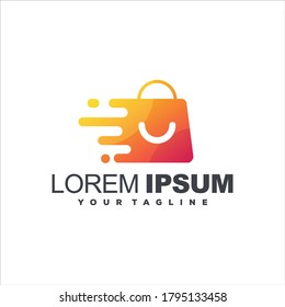 diseño del logotipo de gradiente de la bolsa de compras